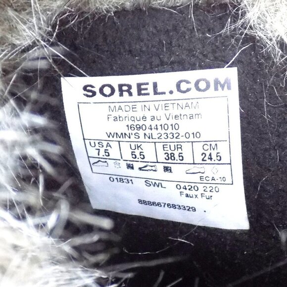 Sorel Tofino II Boots Size 7.5 Waterproof Insulated Black Faux Fur Lace Up - Picture 8 of 9